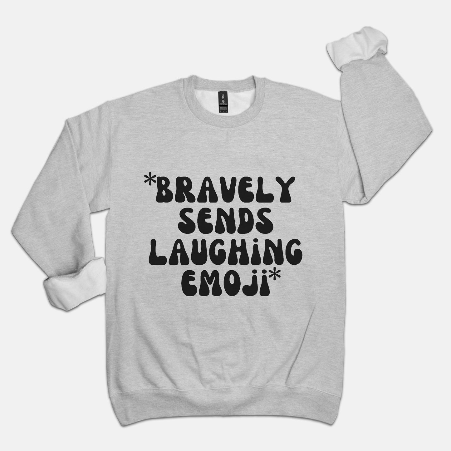 Gray Laughing Emoji Crew Neck