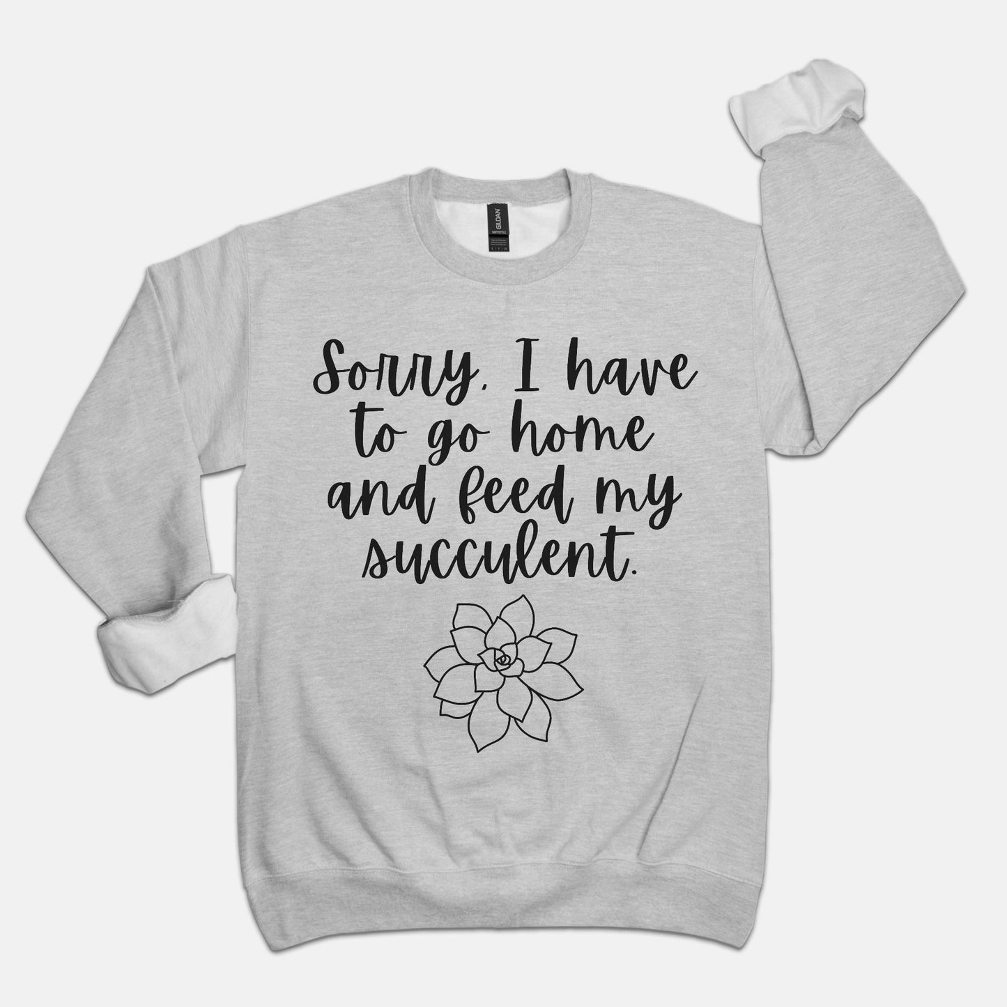 Gray Pet Succulent Crew Neck