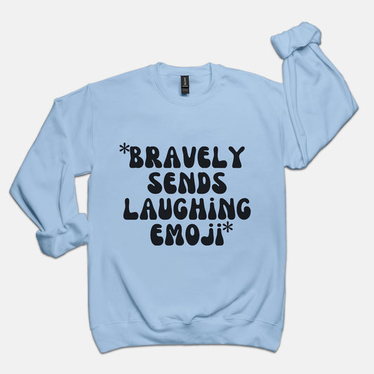 Blue Laughing Emoji Crew Neck