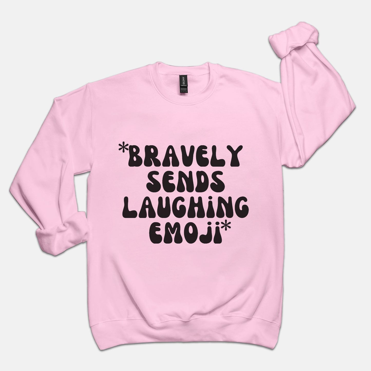 Pink Laughing Emoji Crew Neck