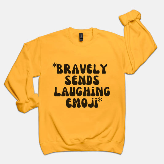 Gold Laughing Emoji Crew Neck