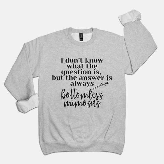 Gray Bottomless Mimosas Crew Neck